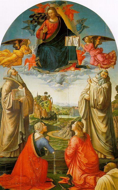 Domenico Ghirlandaio Christ in Heaven with Four Saints and a Donor Spain oil painting art